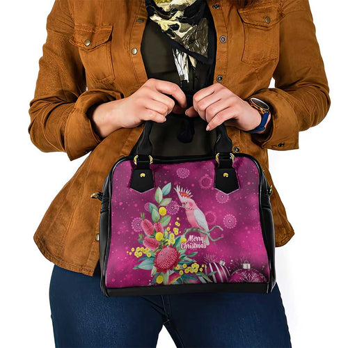 Australia Pink Cockatoo Christmas Shoulder Handbag Aussie Native Flowers Merry Xmas - Pink - Aussie Hoodie