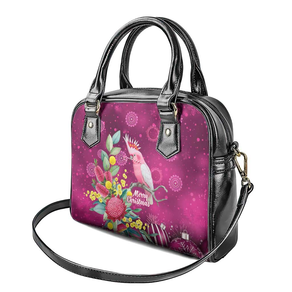 Australia Pink Cockatoo Christmas Shoulder Handbag Aussie Native Flowers Merry Xmas - Pink - Aussie Hoodie