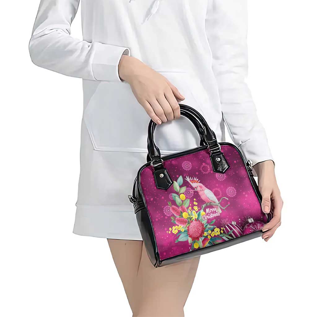 Australia Pink Cockatoo Christmas Shoulder Handbag Aussie Native Flowers Merry Xmas - Pink - Aussie Hoodie