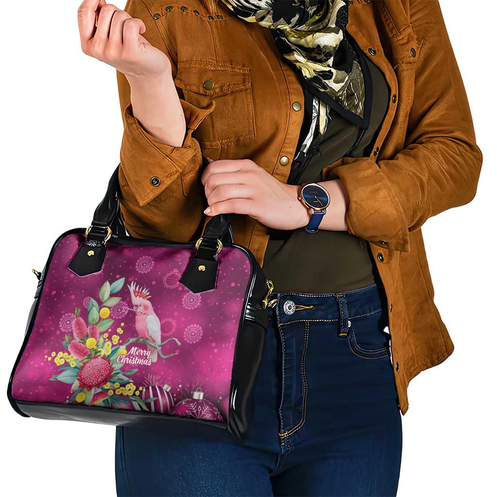 Australia Pink Cockatoo Christmas Shoulder Handbag Aussie Native Flowers Merry Xmas - Pink - Aussie Hoodie