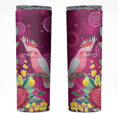 Australia Pink Cockatoo Christmas Skinny Tumbler Aussie Native Flowers Merry Xmas - Pink - Aussie Hoodie