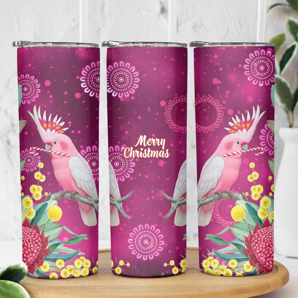 Australia Pink Cockatoo Christmas Skinny Tumbler Aussie Native Flowers Merry Xmas - Pink - Aussie Hoodie