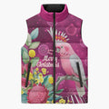Australia Pink Cockatoo Christmas Sleeveless Puffer Jacket Aussie Native Flowers Merry Xmas - Pink - Aussie Hoodie