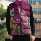 Australia Pink Cockatoo Christmas Sleeveless Puffer Jacket Aussie Native Flowers Merry Xmas - Pink - Aussie Hoodie