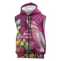 Australia Pink Cockatoo Christmas Sleeveless Zip Hoodie Aussie Native Flowers Merry Xmas - Pink LT14