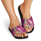 Australia Pink Cockatoo Christmas Slide Sandals Aussie Native Flowers Merry Xmas - Pink - Aussie Hoodie