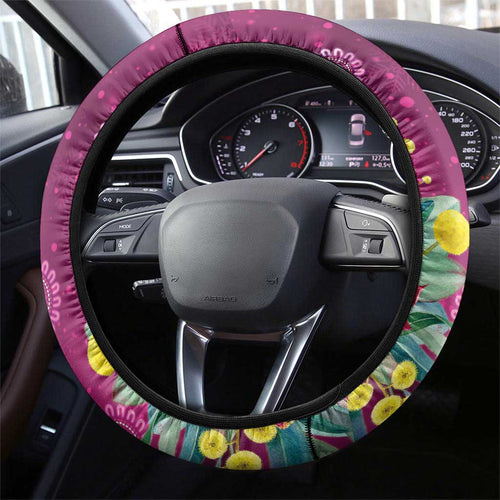 Australia Pink Cockatoo Christmas Steering Wheel Cover Aussie Native Flowers Merry Xmas - Pink - Aussie Hoodie