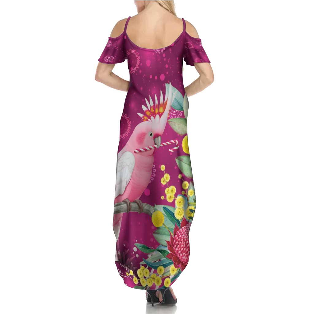 Australia Pink Cockatoo Christmas Summer Maxi Dress Aussie Native Flowers Merry Xmas - Pink - Aussie Hoodie