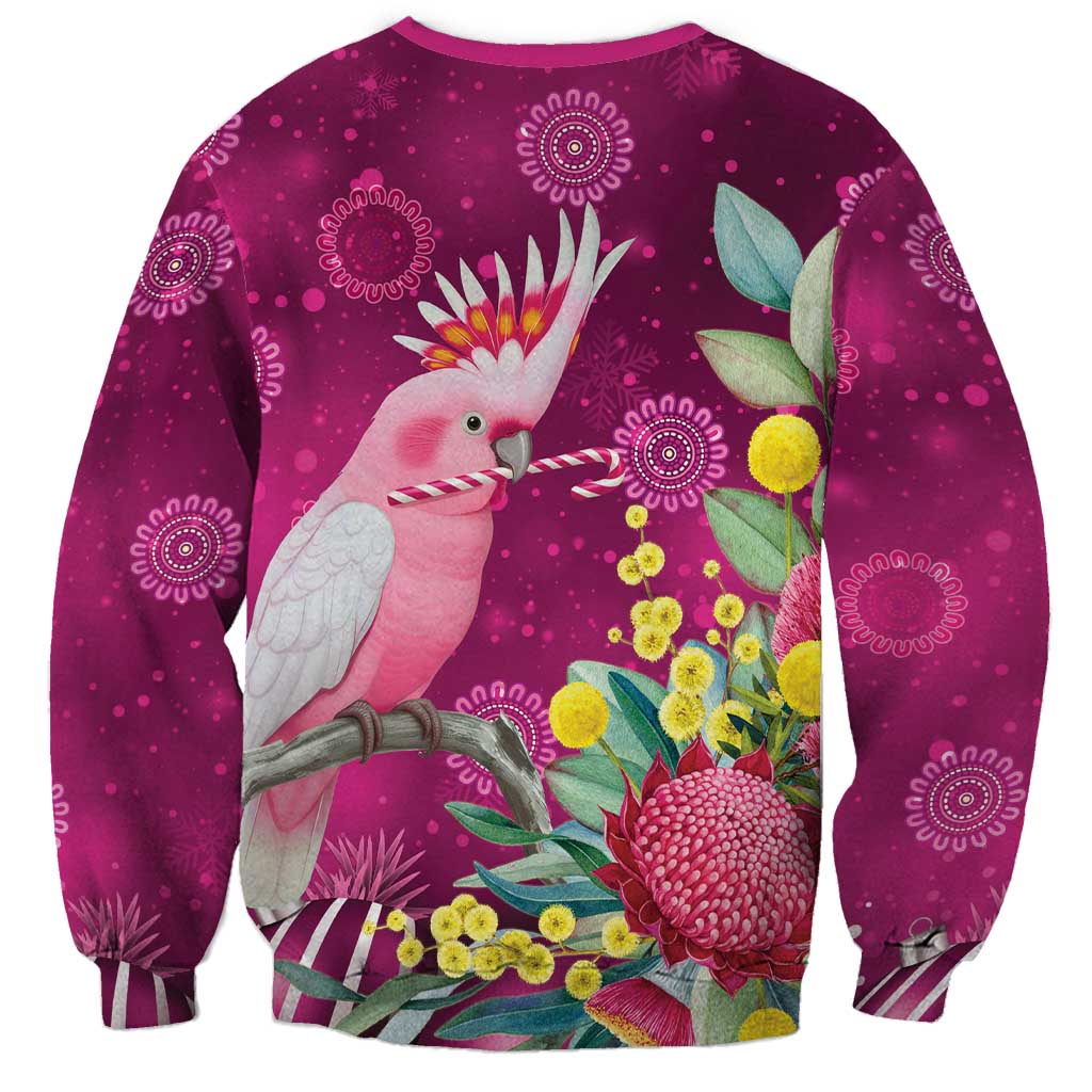 Australia Pink Cockatoo Christmas Sweatshirt Aussie Native Flowers Merry Xmas - Pink - Aussie Hoodie