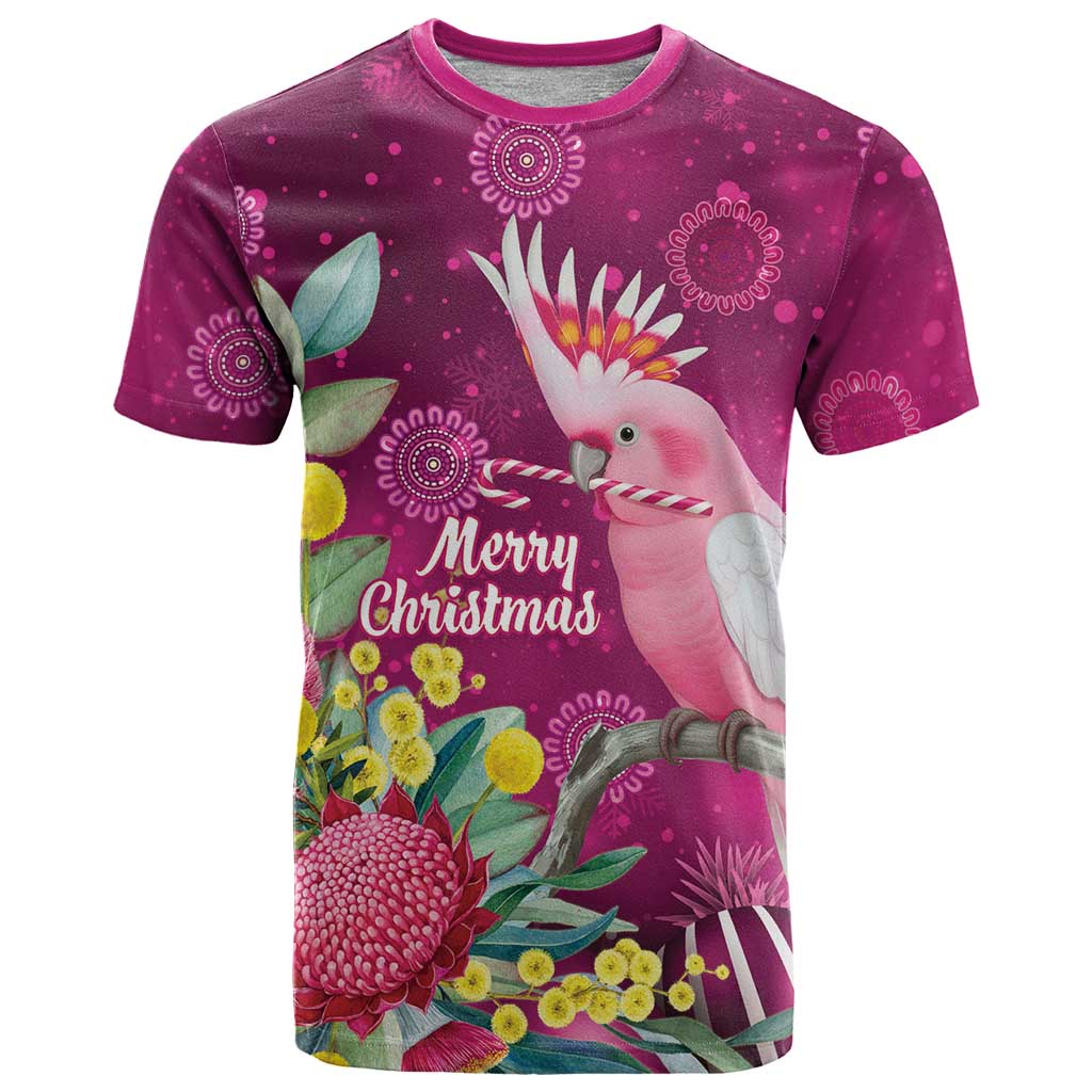 Australia Pink Cockatoo Christmas T Shirt Aussie Native Flowers Merry Xmas - Pink - Aussie Hoodie