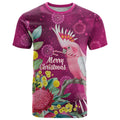 Australia Pink Cockatoo Christmas T Shirt Aussie Native Flowers Merry Xmas - Pink - Aussie Hoodie