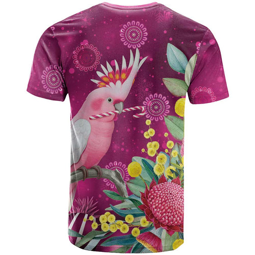 Australia Pink Cockatoo Christmas T Shirt Aussie Native Flowers Merry Xmas - Pink - Aussie Hoodie