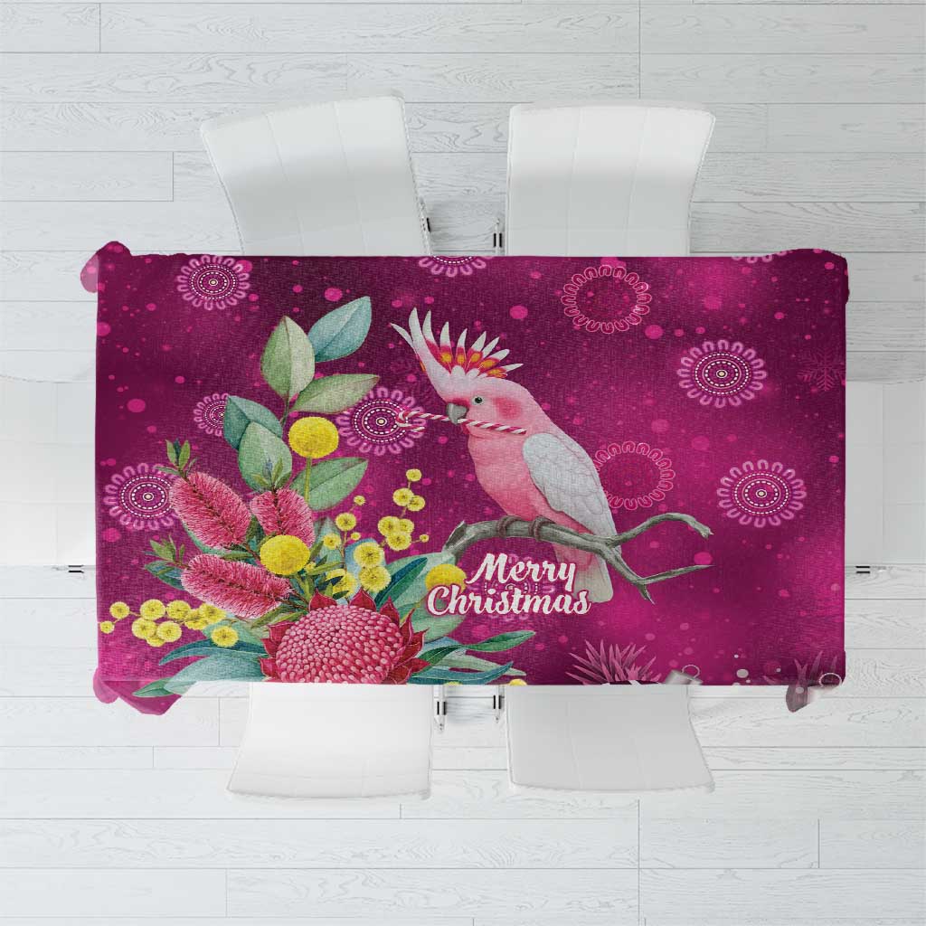 Australia Pink Cockatoo Christmas Tablecloth Aussie Native Flowers Merry Xmas - Pink - Aussie Hoodie