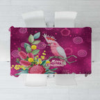 Australia Pink Cockatoo Christmas Tablecloth Aussie Native Flowers Merry Xmas - Pink - Aussie Hoodie