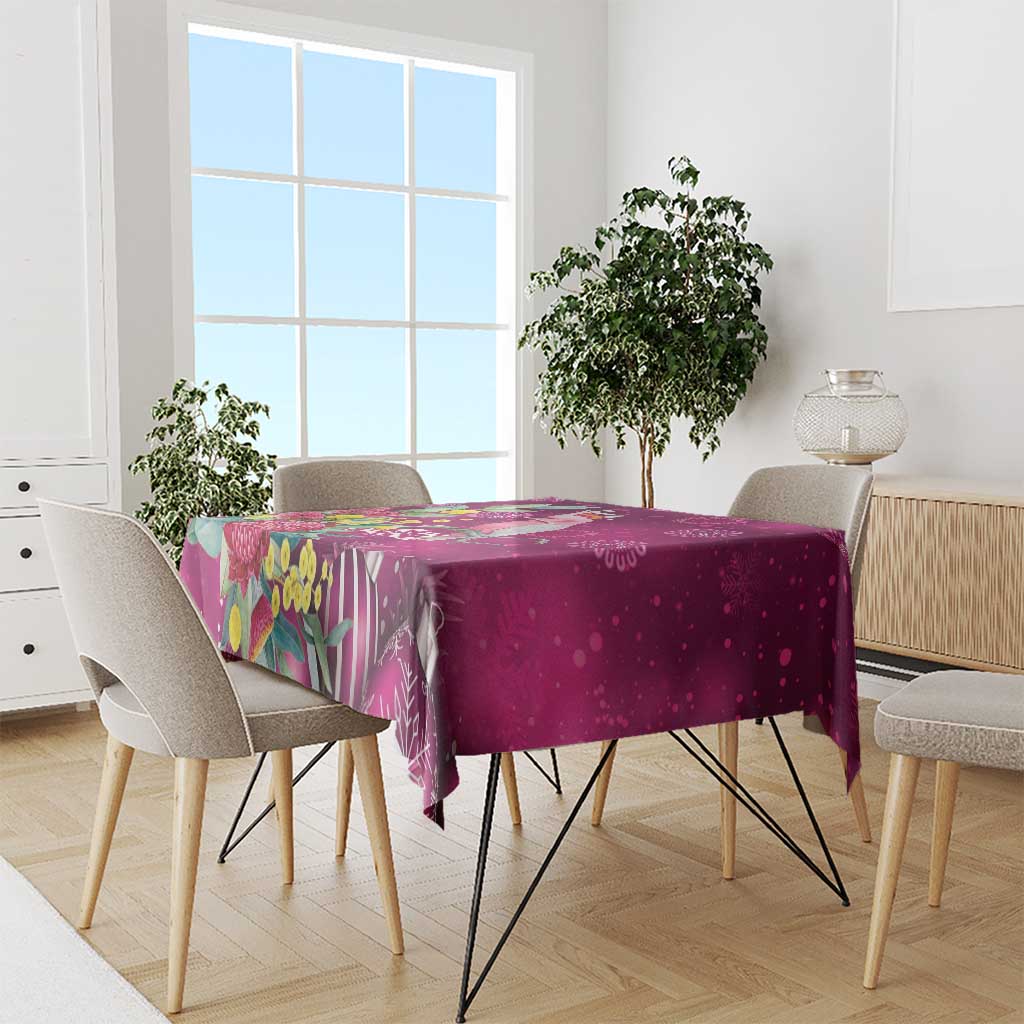 Australia Pink Cockatoo Christmas Tablecloth Aussie Native Flowers Merry Xmas - Pink - Aussie Hoodie