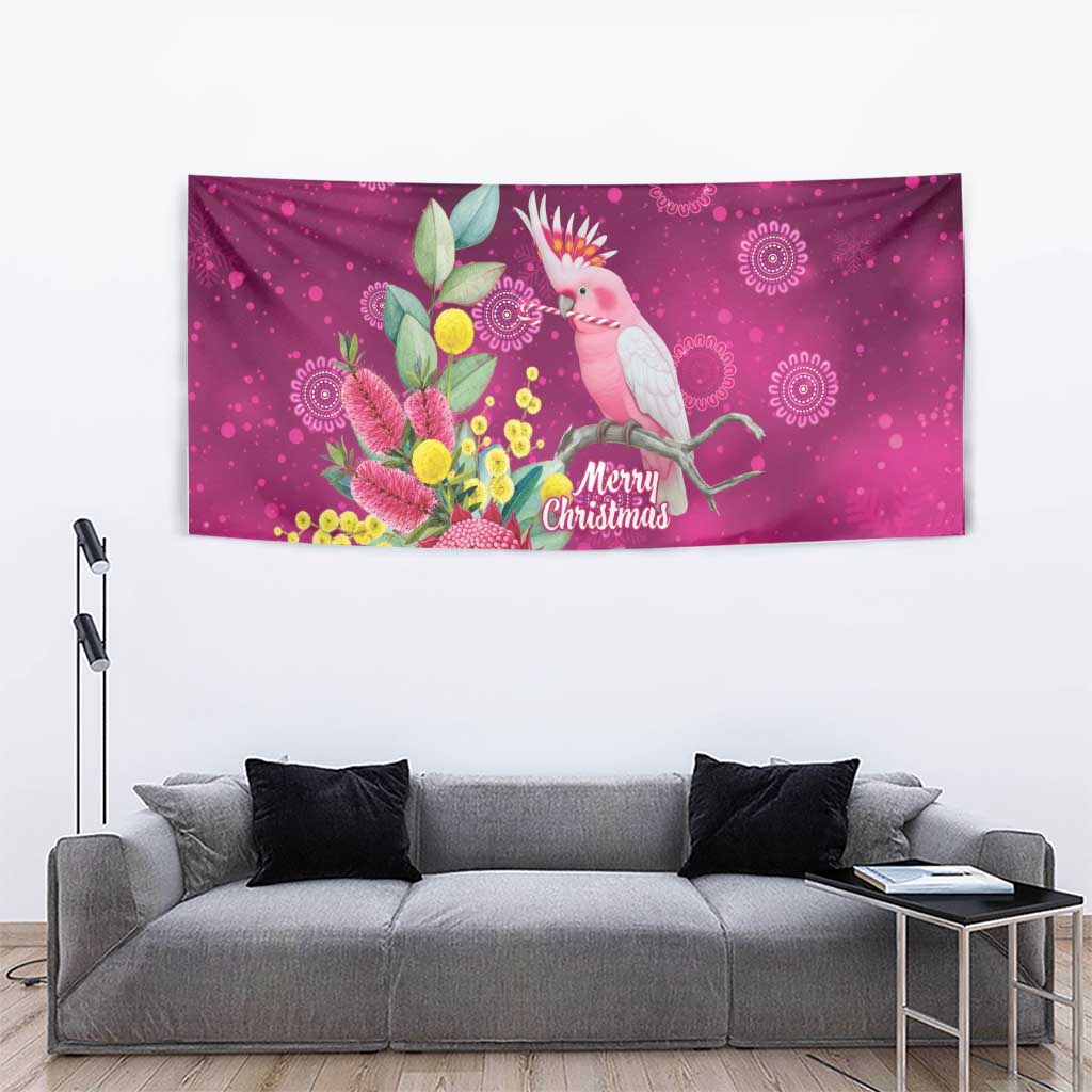 Australia Pink Cockatoo Christmas Tapestry Aussie Native Flowers Merry Xmas - Pink - Aussie Hoodie