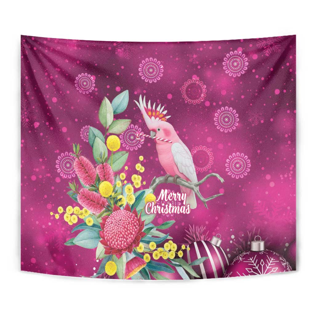Australia Pink Cockatoo Christmas Tapestry Aussie Native Flowers Merry Xmas - Pink - Aussie Hoodie