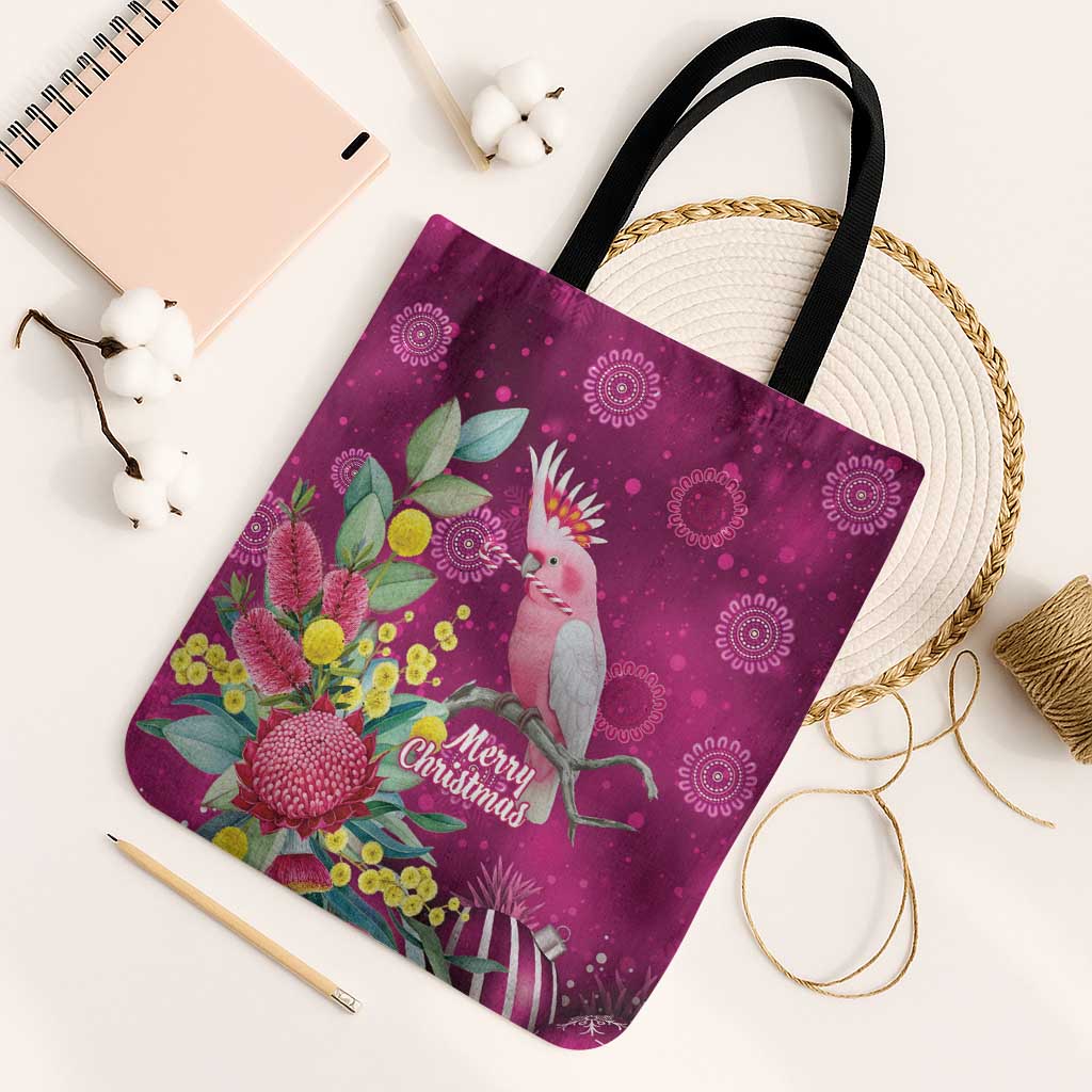 Australia Pink Cockatoo Christmas Tote Bag Aussie Native Flowers Merry Xmas - Pink - Aussie Hoodie