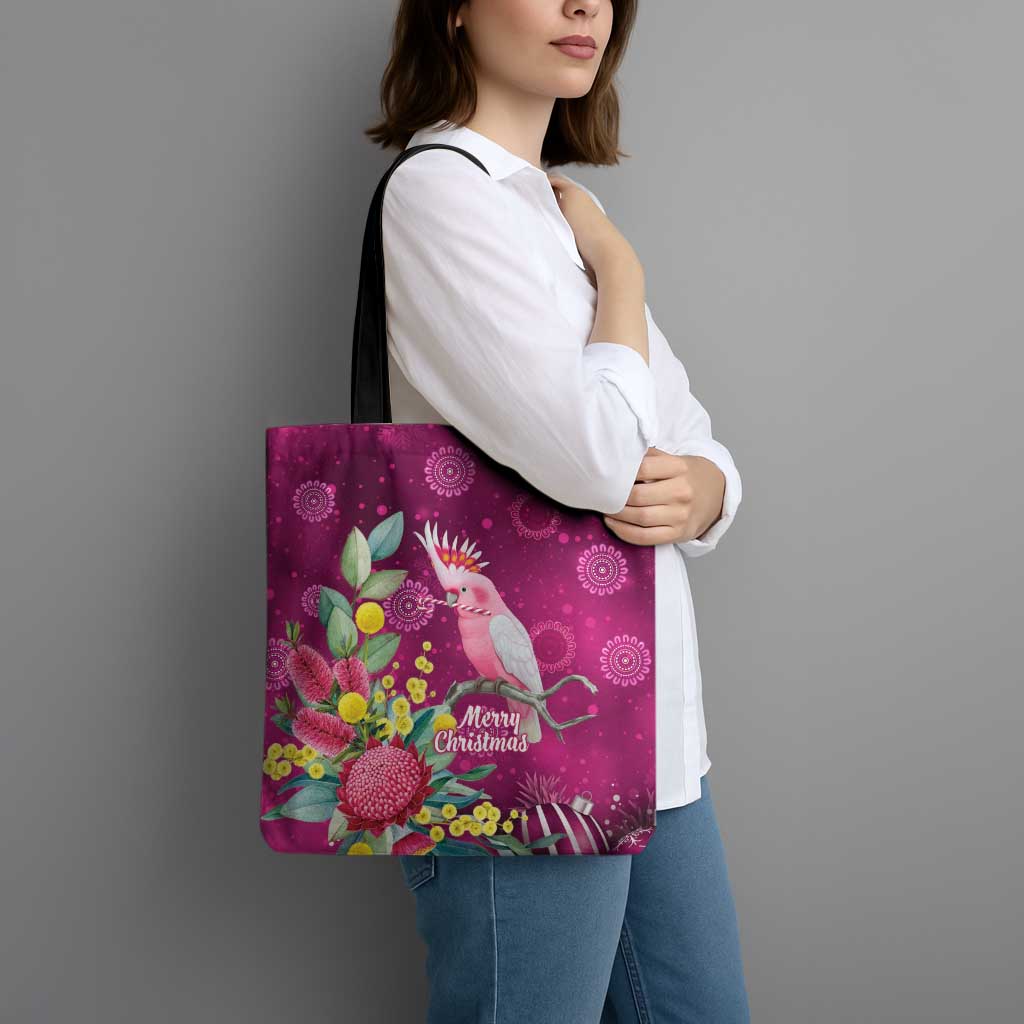 Australia Pink Cockatoo Christmas Tote Bag Aussie Native Flowers Merry Xmas - Pink - Aussie Hoodie