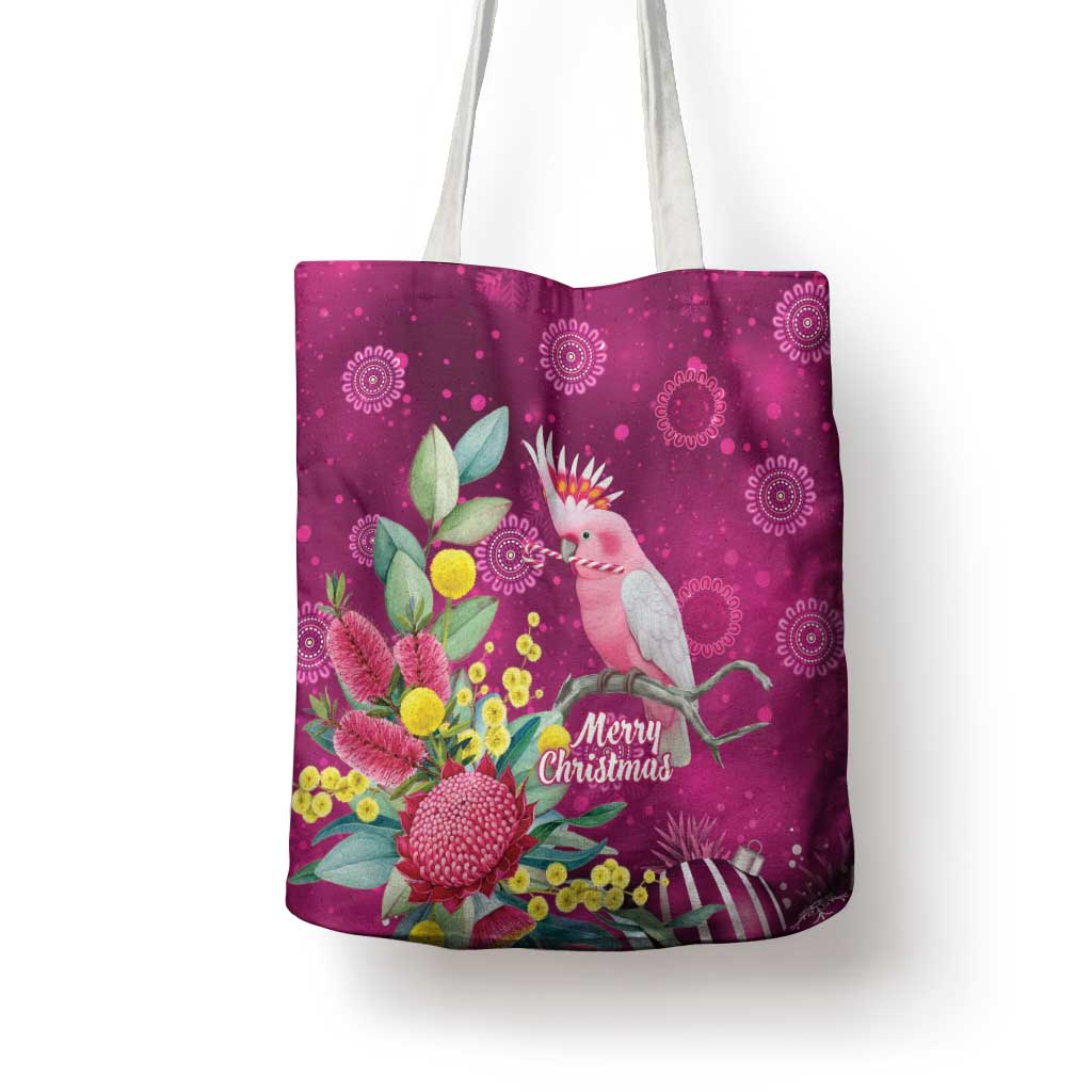 Australia Pink Cockatoo Christmas Tote Bag Aussie Native Flowers Merry Xmas - Pink - Aussie Hoodie