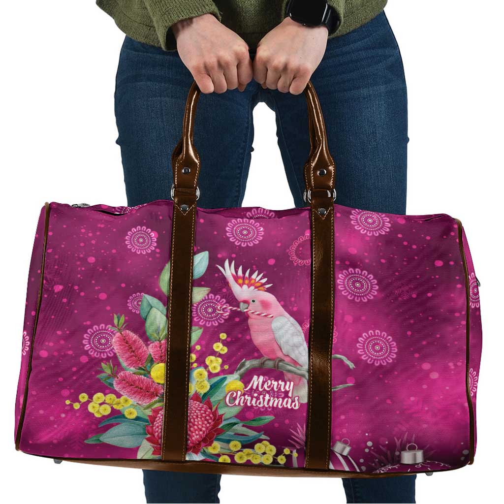Australia Pink Cockatoo Christmas Travel Bag Aussie Native Flowers Merry Xmas - Pink - Aussie Hoodie