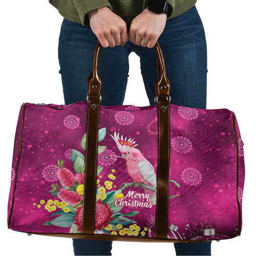 Australia Pink Cockatoo Christmas Travel Bag Aussie Native Flowers Merry Xmas - Pink - Aussie Hoodie