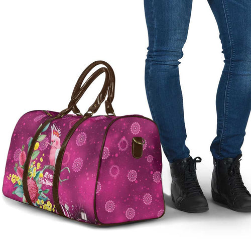 Australia Pink Cockatoo Christmas Travel Bag Aussie Native Flowers Merry Xmas - Pink - Aussie Hoodie