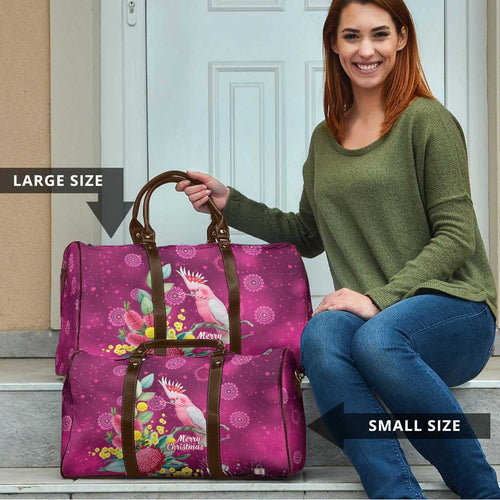 Australia Pink Cockatoo Christmas Travel Bag Aussie Native Flowers Merry Xmas - Pink - Aussie Hoodie