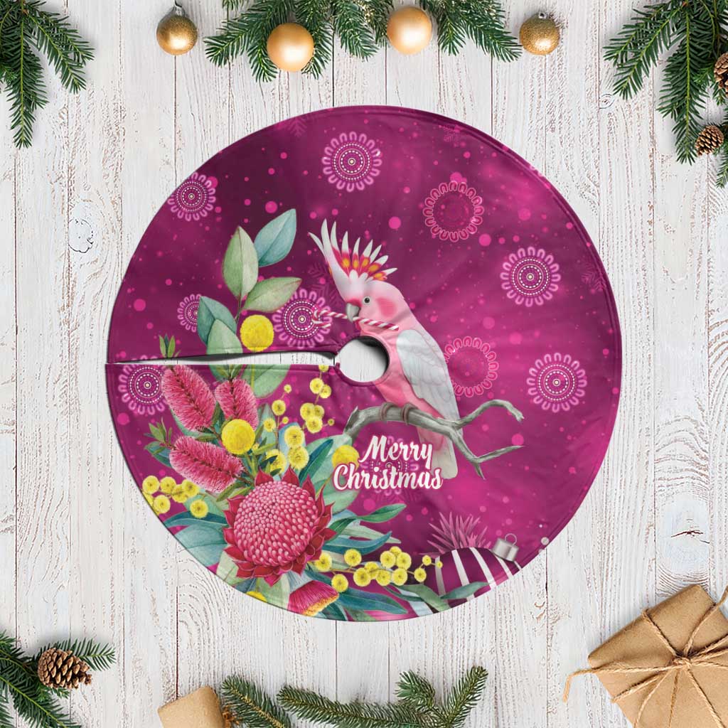 Australia Pink Cockatoo Christmas Tree Skirt Aussie Native Flowers Merry Xmas - Pink - Aussie Hoodie