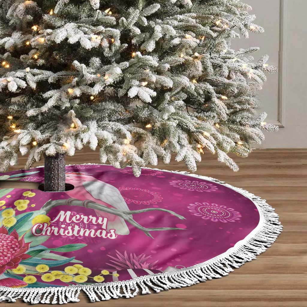 Australia Pink Cockatoo Christmas Tree Skirt Aussie Native Flowers Merry Xmas - Pink - Aussie Hoodie