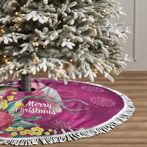 Australia Pink Cockatoo Christmas Tree Skirt Aussie Native Flowers Merry Xmas - Pink - Aussie Hoodie
