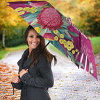 Australia Pink Cockatoo Christmas Umbrella Aussie Native Flowers Merry Xmas - Pink - Aussie Hoodie