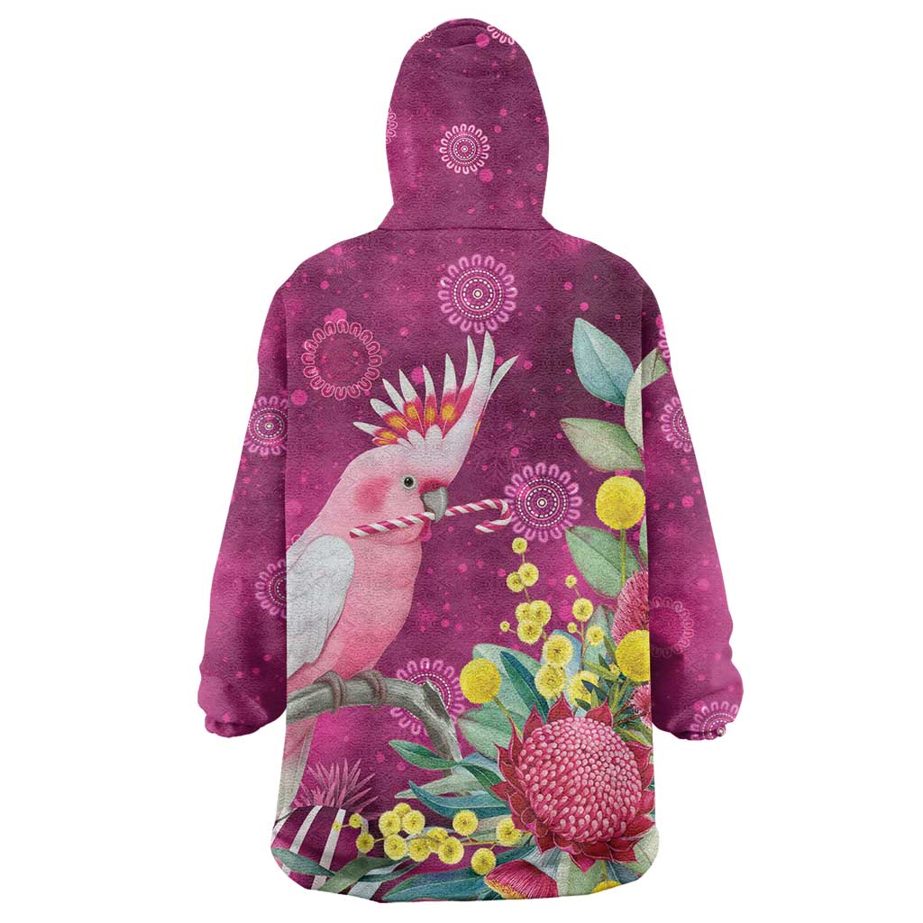 Australia Pink Cockatoo Christmas Wearable Blanket Hoodie Aussie Native Flowers Merry Xmas - Pink - Aussie Hoodie