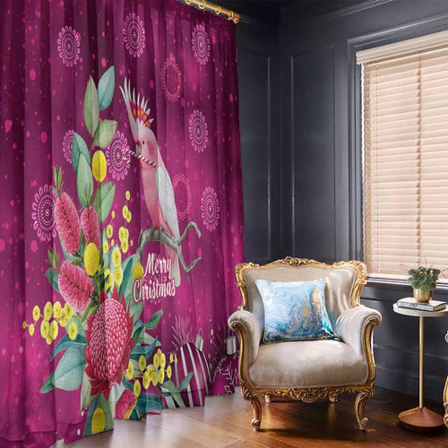 Australia Pink Cockatoo Christmas Window Curtain Aussie Native Flowers Merry Xmas - Pink - Aussie Hoodie