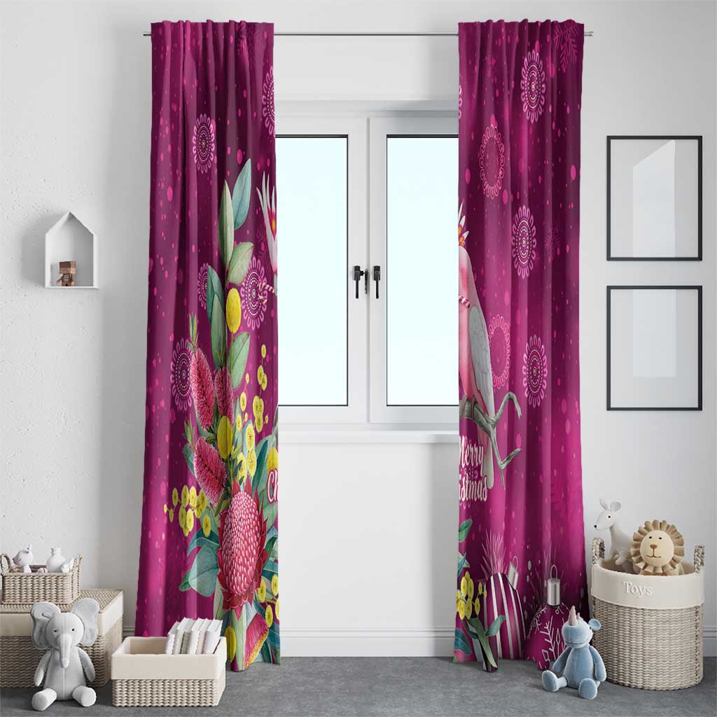 Australia Pink Cockatoo Christmas Window Curtain Aussie Native Flowers Merry Xmas - Pink - Aussie Hoodie