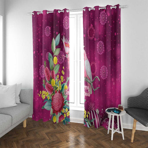 Australia Pink Cockatoo Christmas Window Curtain Aussie Native Flowers Merry Xmas - Pink - Aussie Hoodie
