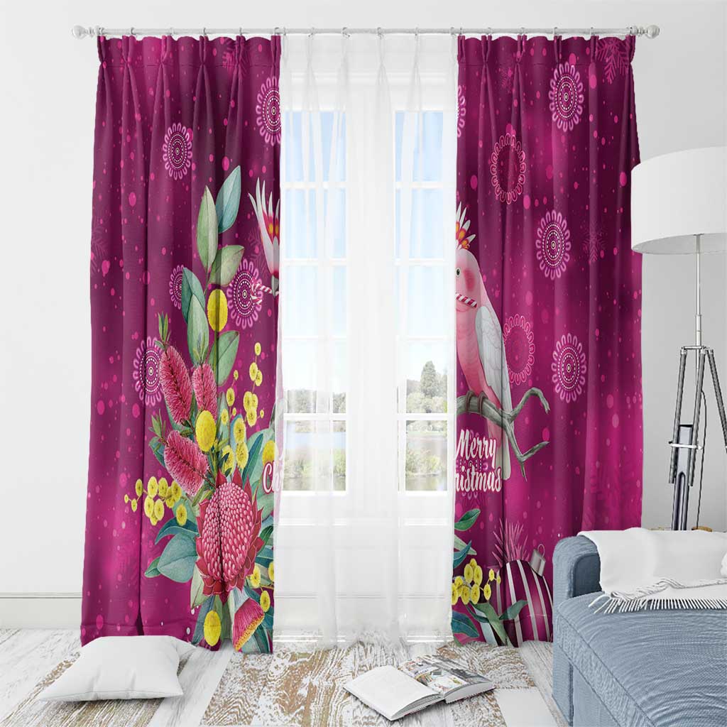 Australia Pink Cockatoo Christmas Window Curtain Aussie Native Flowers Merry Xmas - Pink - Aussie Hoodie