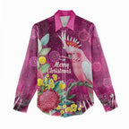 Australia Pink Cockatoo Christmas Women Casual Shirt Aussie Native Flowers Merry Xmas - Pink - Aussie Hoodie
