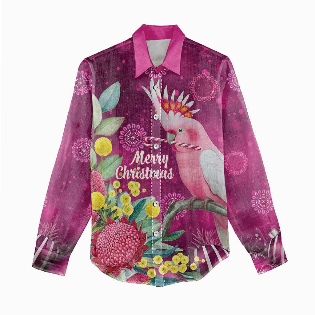 Australia Pink Cockatoo Christmas Women Casual Shirt Aussie Native Flowers Merry Xmas - Pink - Aussie Hoodie