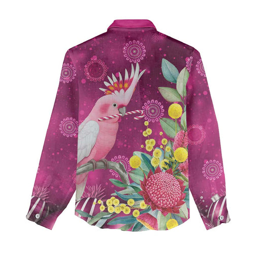 Australia Pink Cockatoo Christmas Women Casual Shirt Aussie Native Flowers Merry Xmas - Pink - Aussie Hoodie