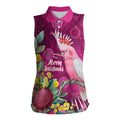 Australia Pink Cockatoo Christmas Women Sleeveless Polo Shirt Aussie Native Flowers Merry Xmas - Pink - Aussie Hoodie