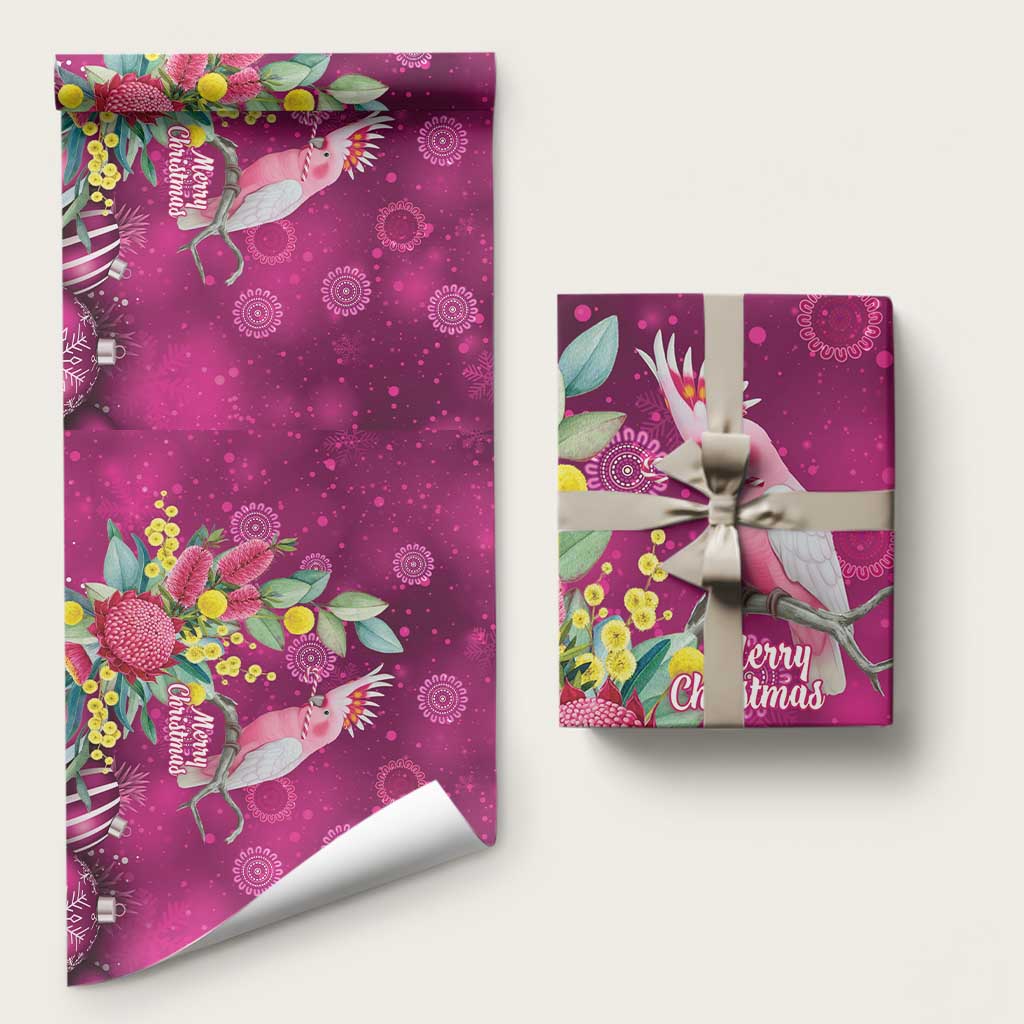 Australia Pink Cockatoo Christmas Wrapping Paper Aussie Native Flowers Merry Xmas - Pink - Aussie Hoodie