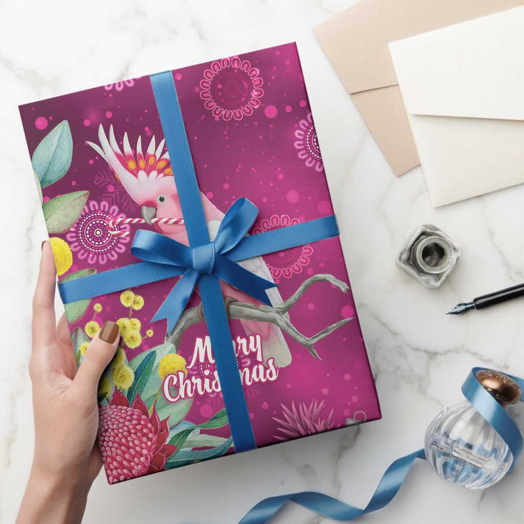 Australia Pink Cockatoo Christmas Wrapping Paper Aussie Native Flowers Merry Xmas - Pink - Aussie Hoodie