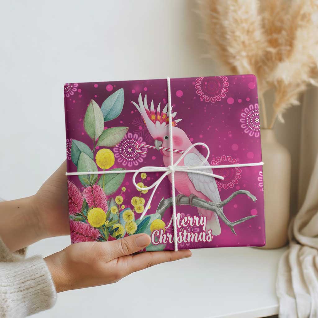Australia Pink Cockatoo Christmas Wrapping Paper Aussie Native Flowers Merry Xmas - Pink - Aussie Hoodie