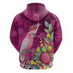 Australia Pink Cockatoo Christmas Zip Hoodie Aussie Native Flowers Merry Xmas - Pink - Aussie Hoodie