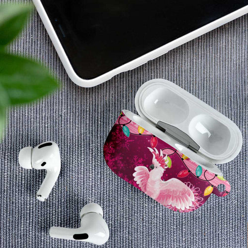 Pink Cockatoo Australia Christmas AirPods Case Grevillea Eucalyptus Blossoms - Aussie Hoodie