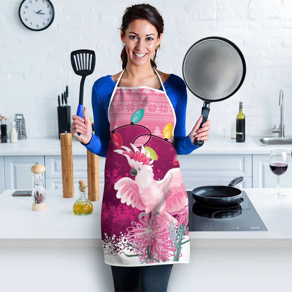 Pink Cockatoo Australia Christmas Apron Grevillea Eucalyptus Blossoms - Aussie Hoodie