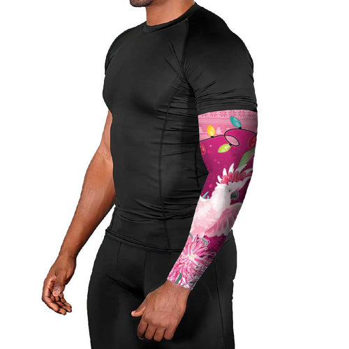 Pink Cockatoo Australia Christmas Arm Sleeves Grevillea Eucalyptus Blossoms - Aussie Hoodie
