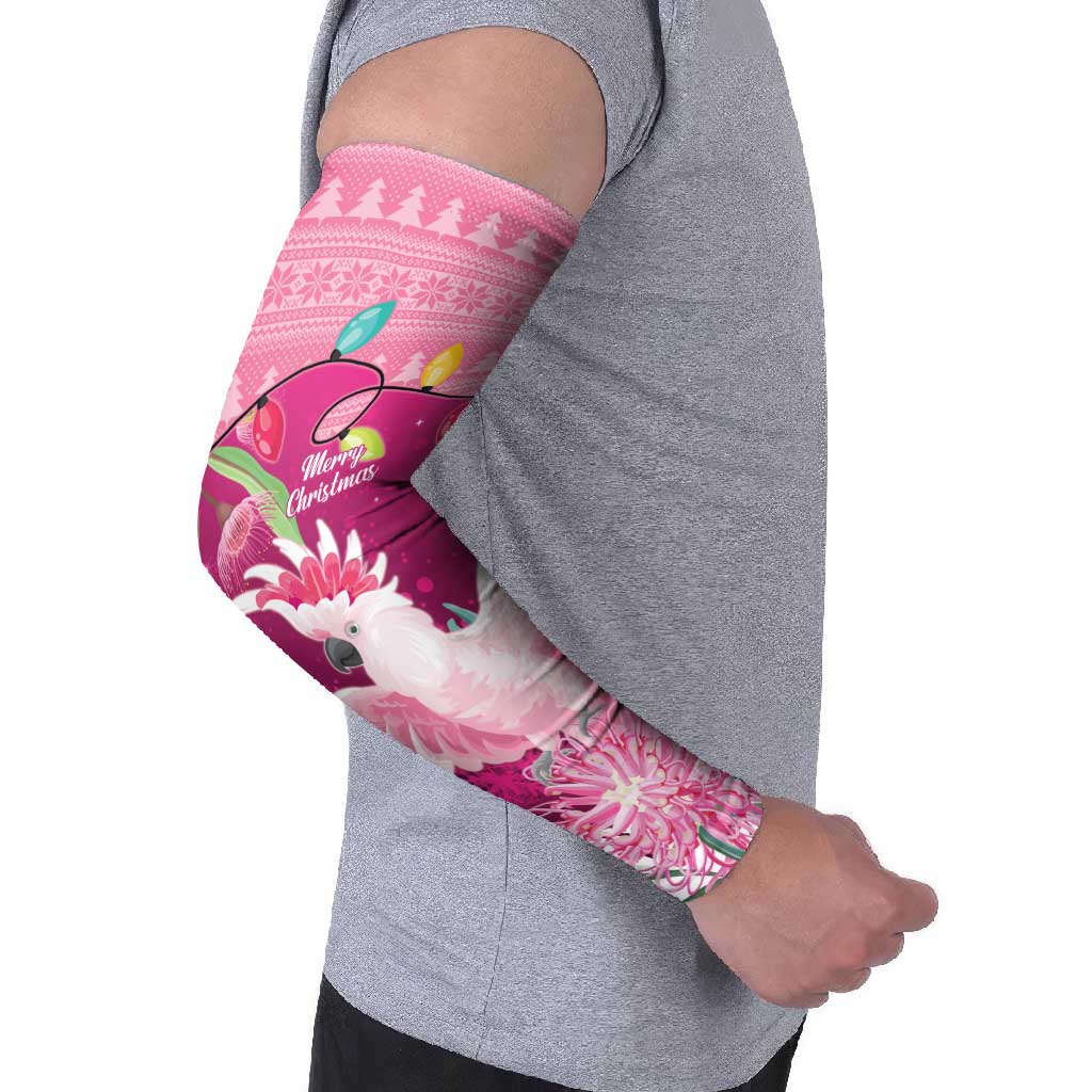 Pink Cockatoo Australia Christmas Arm Sleeves Grevillea Eucalyptus Blossoms - Aussie Hoodie