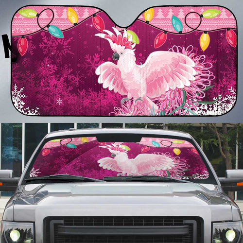 Pink Cockatoo Australia Christmas Auto Sun Shade Grevillea Eucalyptus Blossoms - Aussie Hoodie